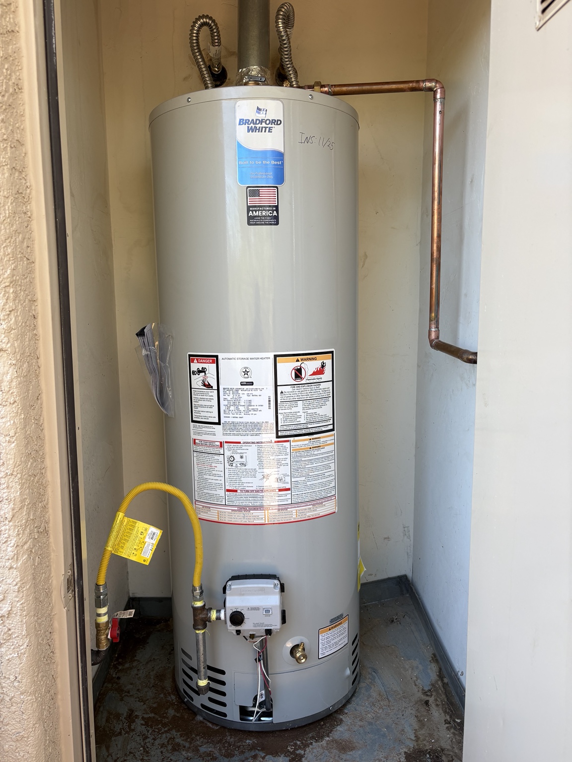 Bradford White tank water heater installed by Oasis Plumbing Solutions