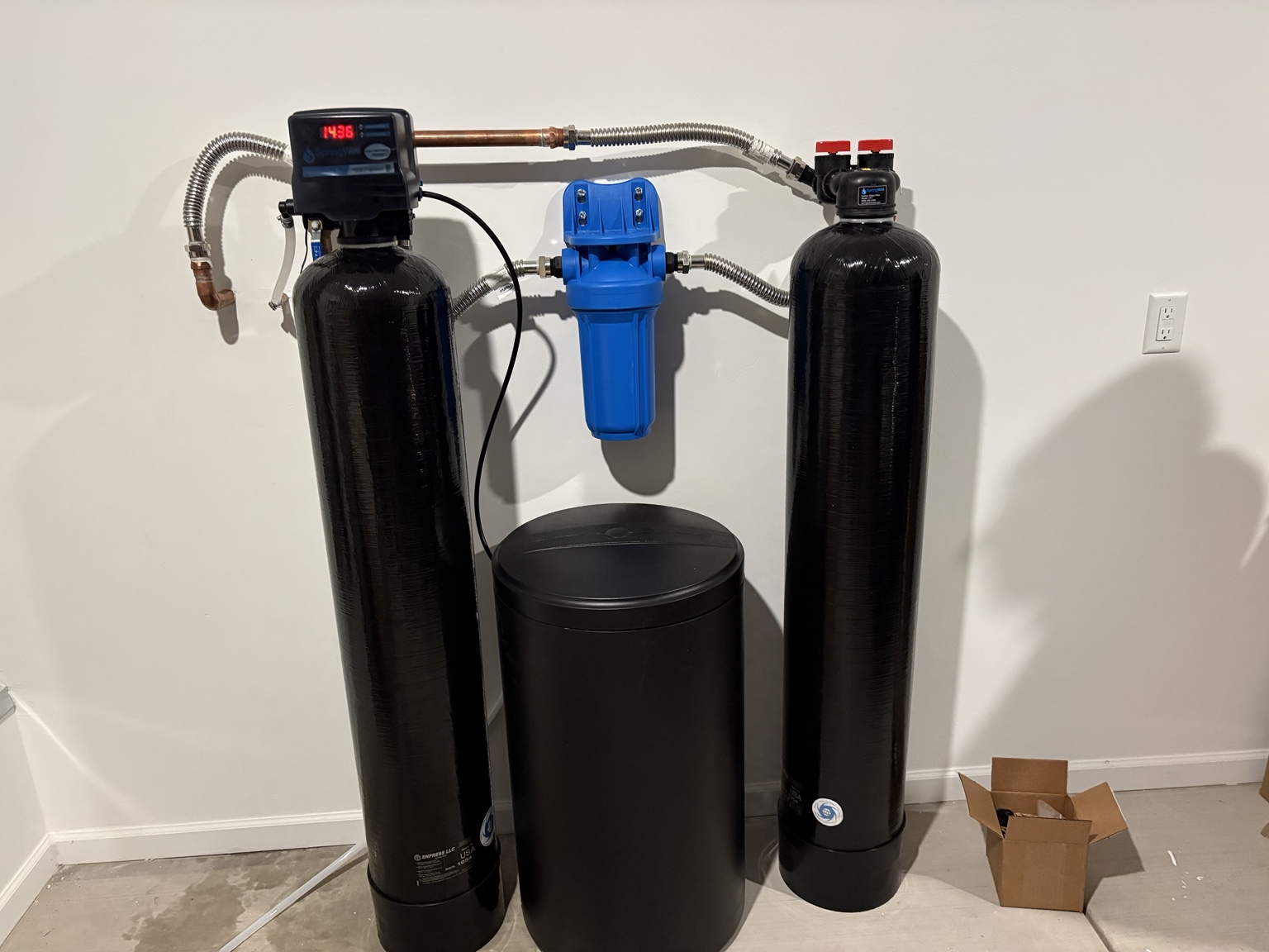 Residential water treatment and softening equipment installation